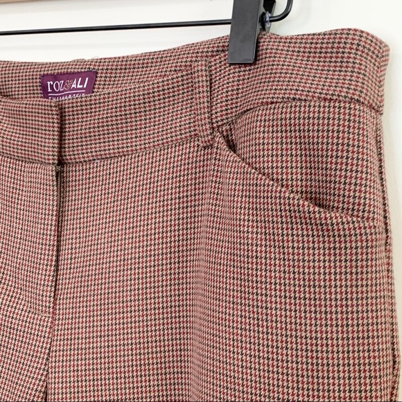 🌸ROZ & ALI Brown & Red Houndstooth Dress Pants 6 - Picture 4 of 13